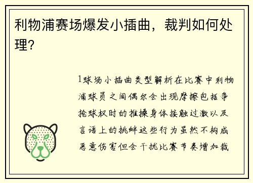 利物浦赛场爆发小插曲，裁判如何处理？